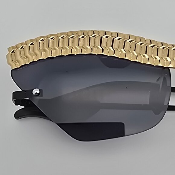 Christian Cowan Le Specs Watch Out Gold Black Frame Black Lens Sunglasses w Case main image 15